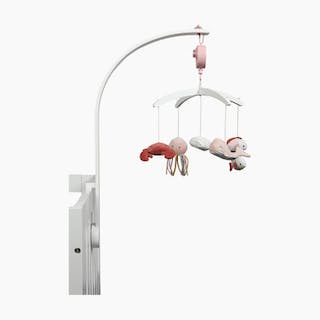 Wooden Music Mobile White - Ocean Pink