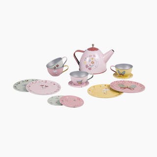 Tin Tea Set Flowers