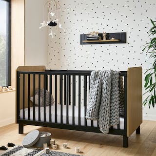 Rafi Cot Bed - Oak & Black