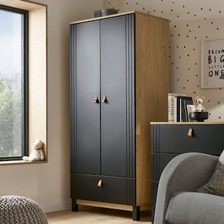 Rafi Nursery Wardrobe - Oak & Black