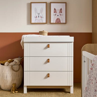 Rafi 3 Drawer Dresser & Changer - Oak & White
